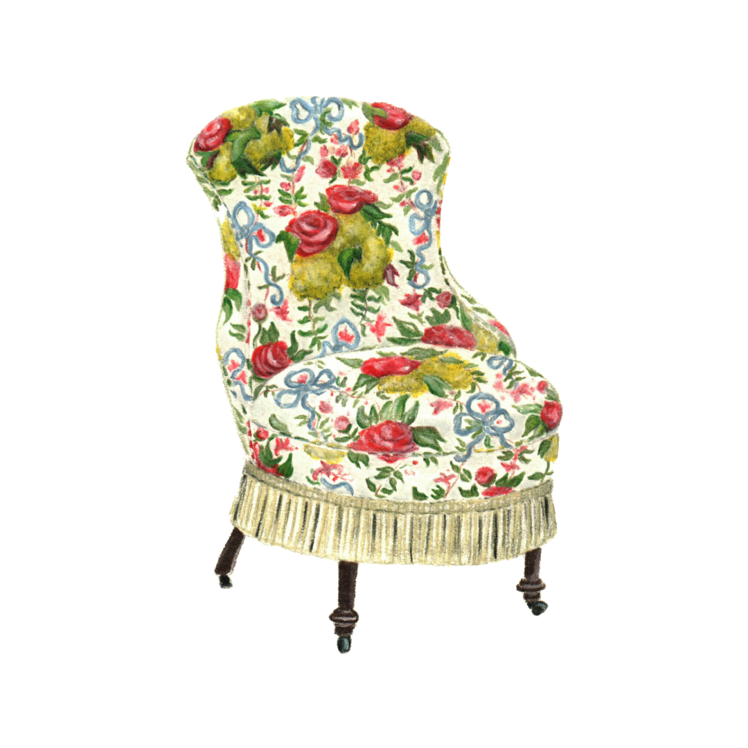 Paulette Pearson x Hunt & Bloom Chintzy Chairs II Signed Print, Mult Sizes