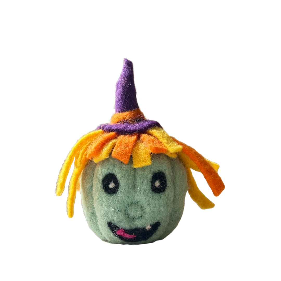 Plush Pumpkin Head, Aqua Witch