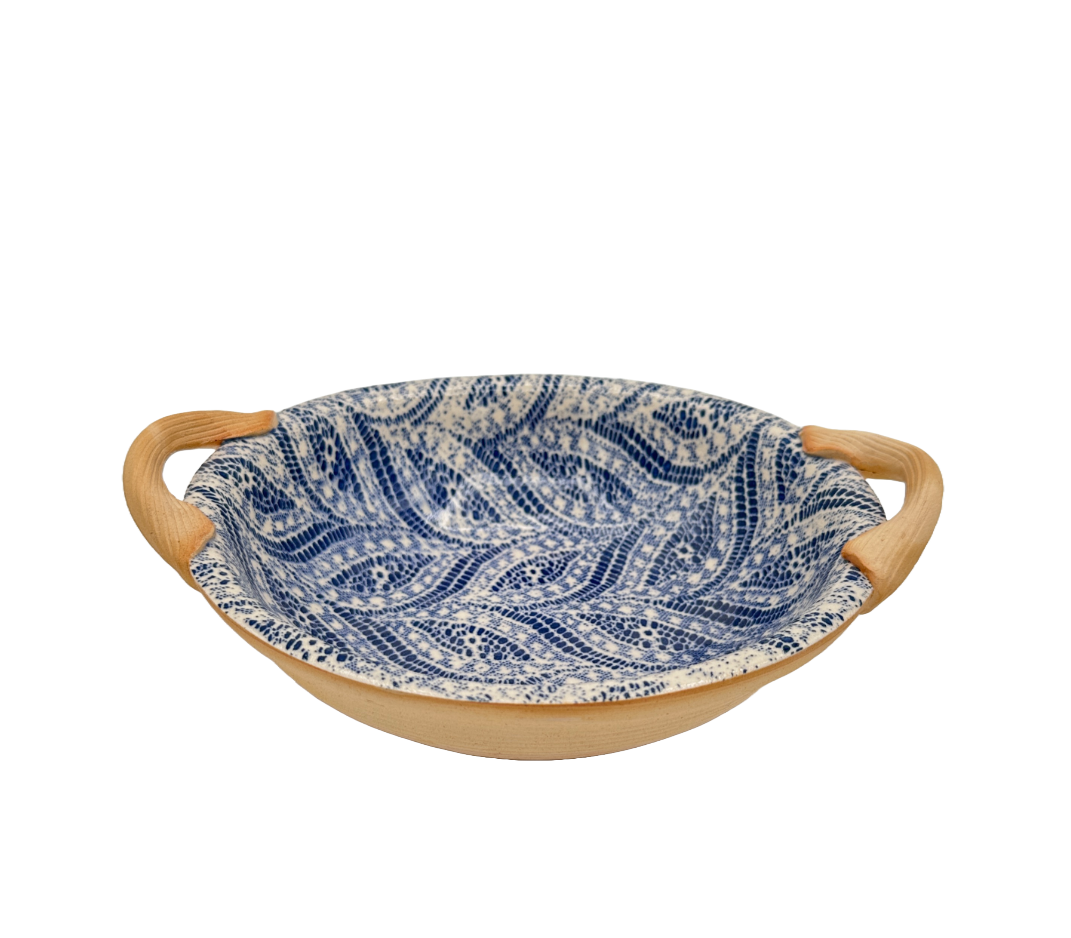 Terrafirma Round Handled Vegetable Bowl, Cobalt Paisley