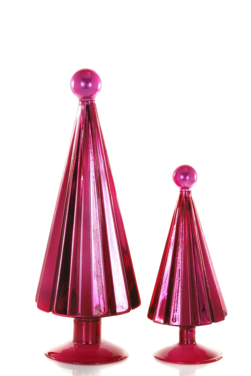 Pleated Glass Trees, Garnet Set of 2