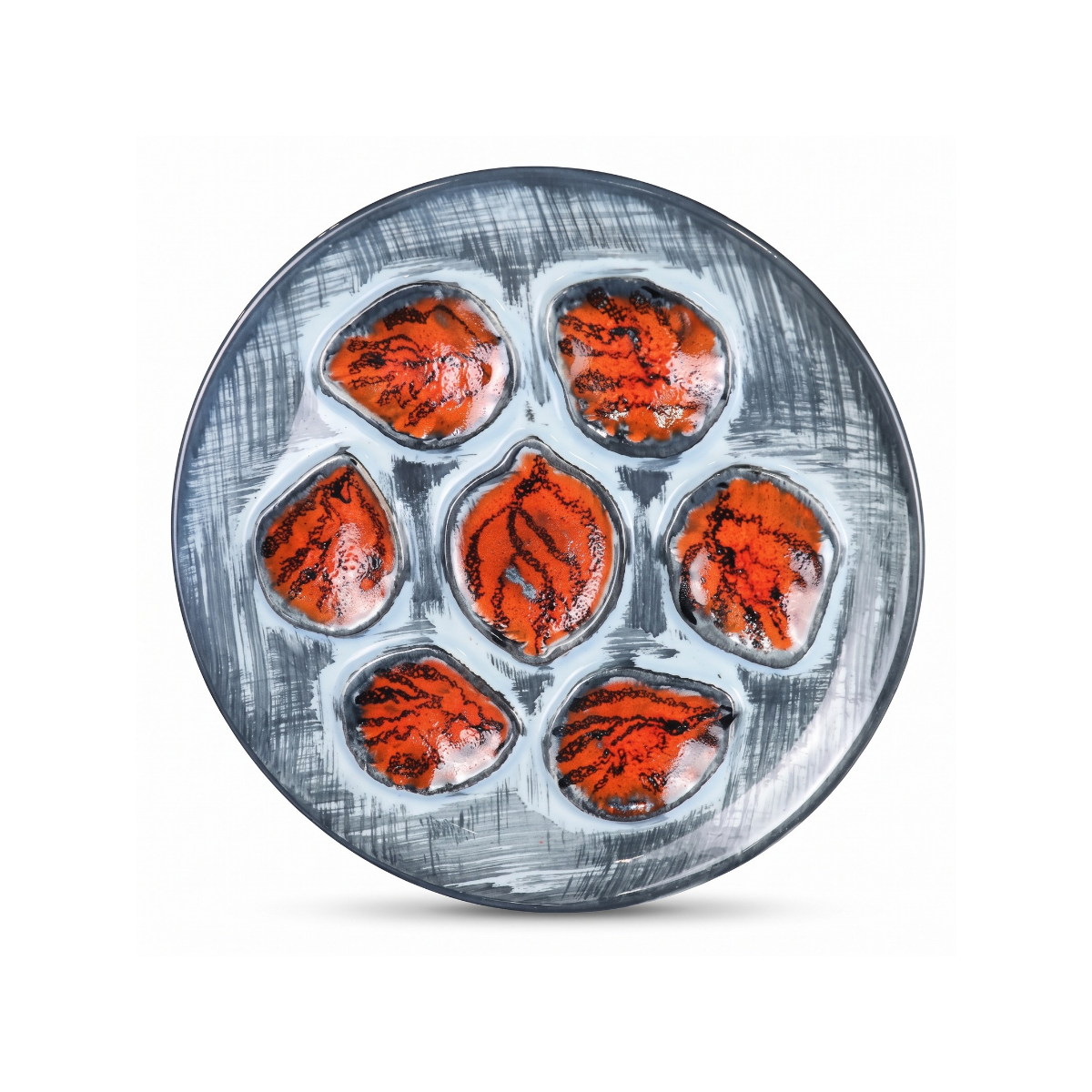 Vintage French Barbotine Oyster Plate