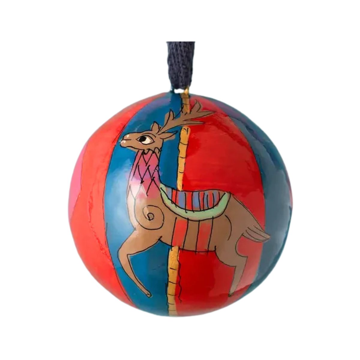 Reindeer Carousel Handpainted Ornament