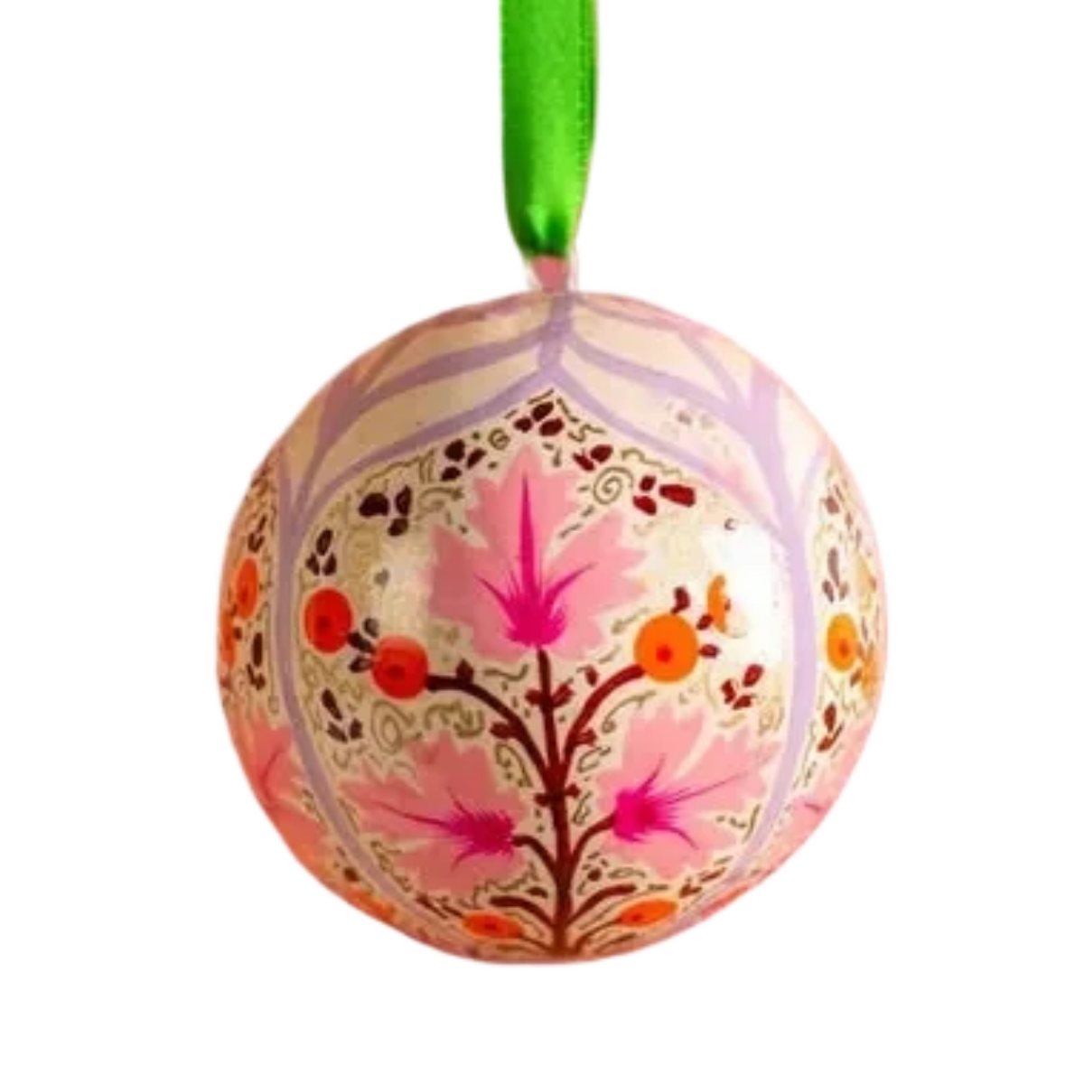 Pink & Lilac Kashmiri Handpainted Ornament