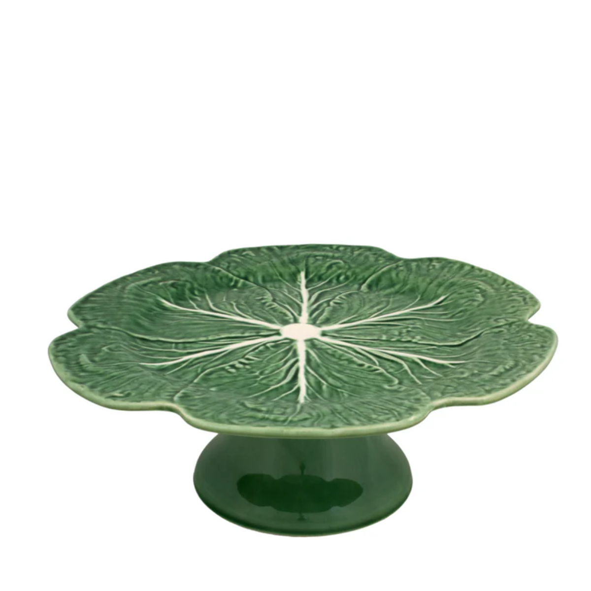 Bordallo Pinheiro Cabbage Cake Stand 12" Green