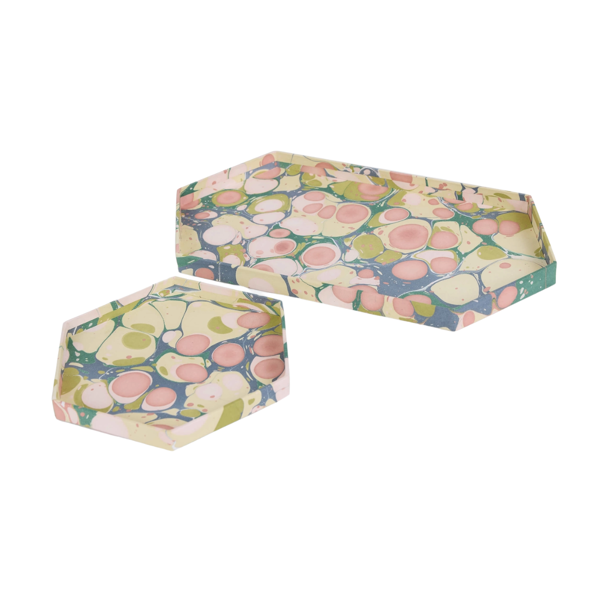Sasser Hex Trays, Moss Splatter, Set of 2