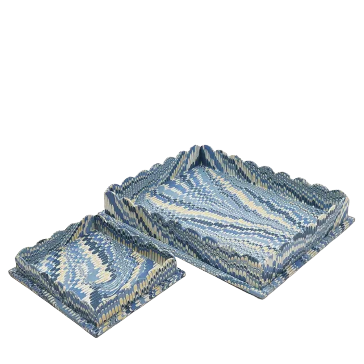 Hayes Marbled Trays, Set of 2, Blue