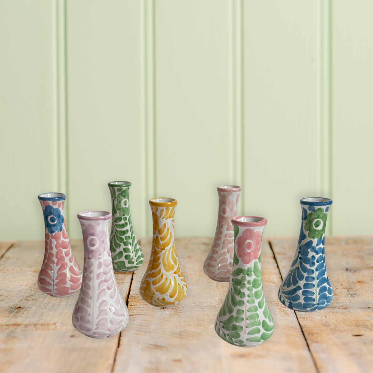 Dos Flores Bud Vase, Pink & Denim