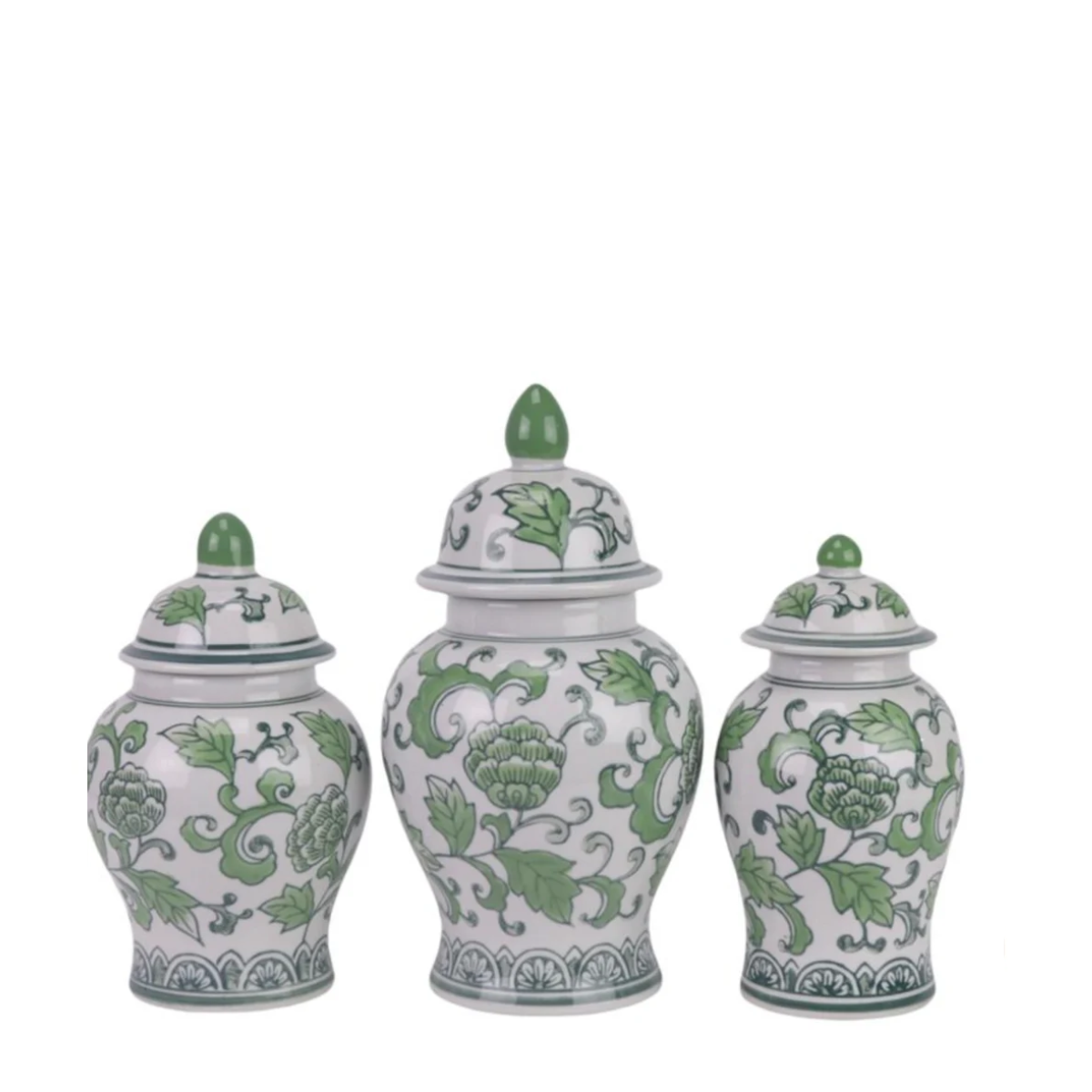 Cranley Green & White Food Safe Jars, Set of 3