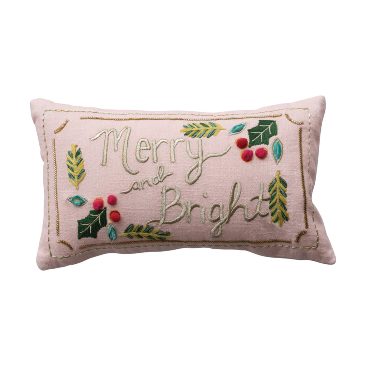 Merry & Bright Embroidered Pillow