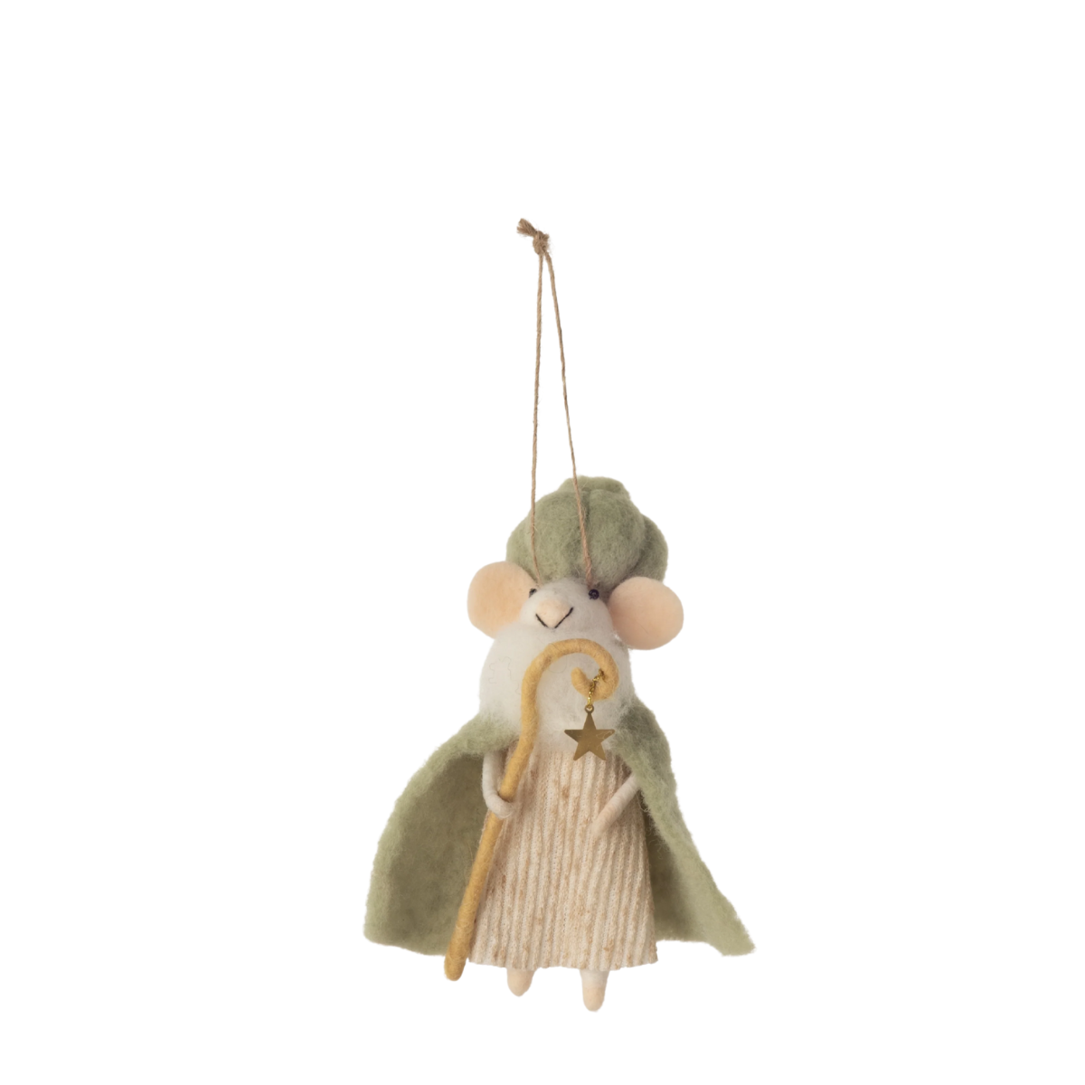 Royal Mouse Felt Ornament, Green