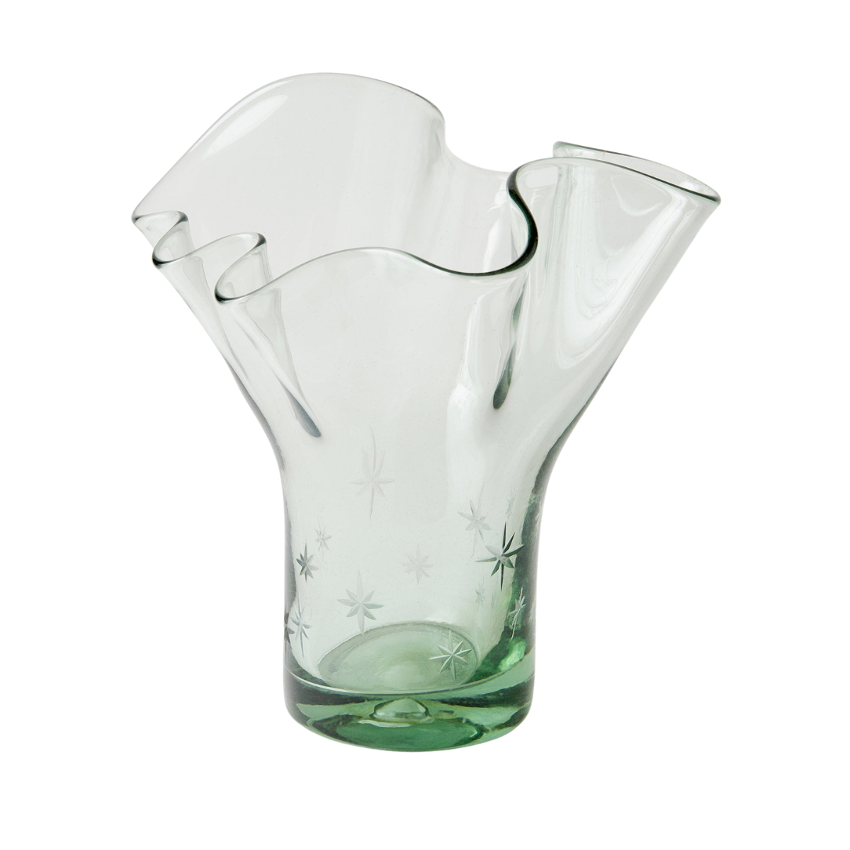 Lettuce Leaf Vase, Clear with Stars