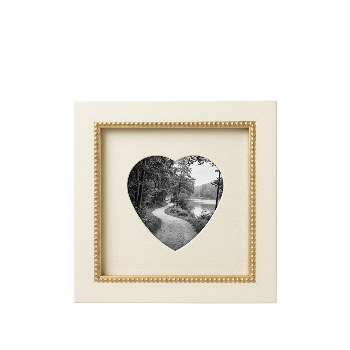 Gold Bean Inset Vanilla Frame with Heart Mat