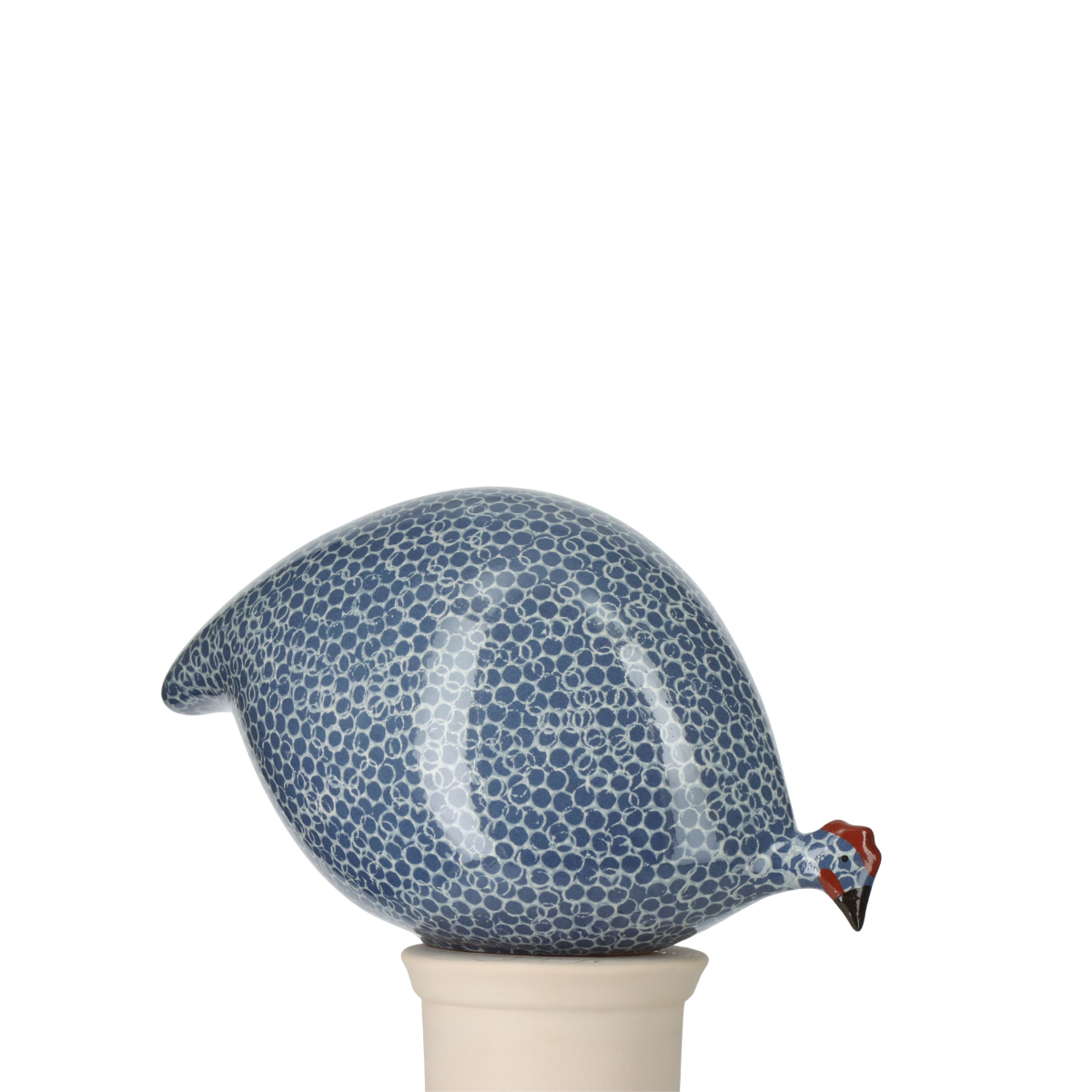Speckled White & Electric Blue Guinea Hen, Pecking