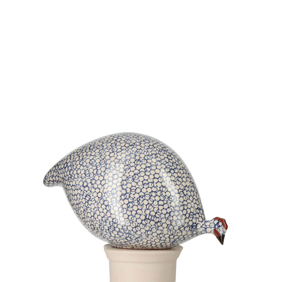 Speckled White & Cobalt Guinea Hen, Pecking