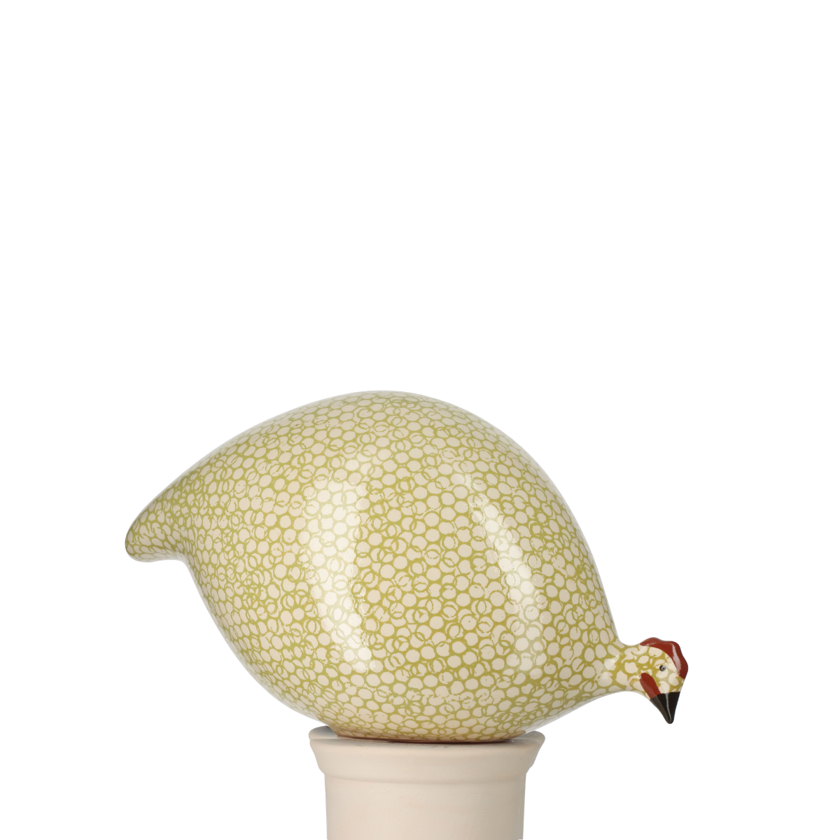Speckled White & Green Leaf Guinea Hen, Pecking