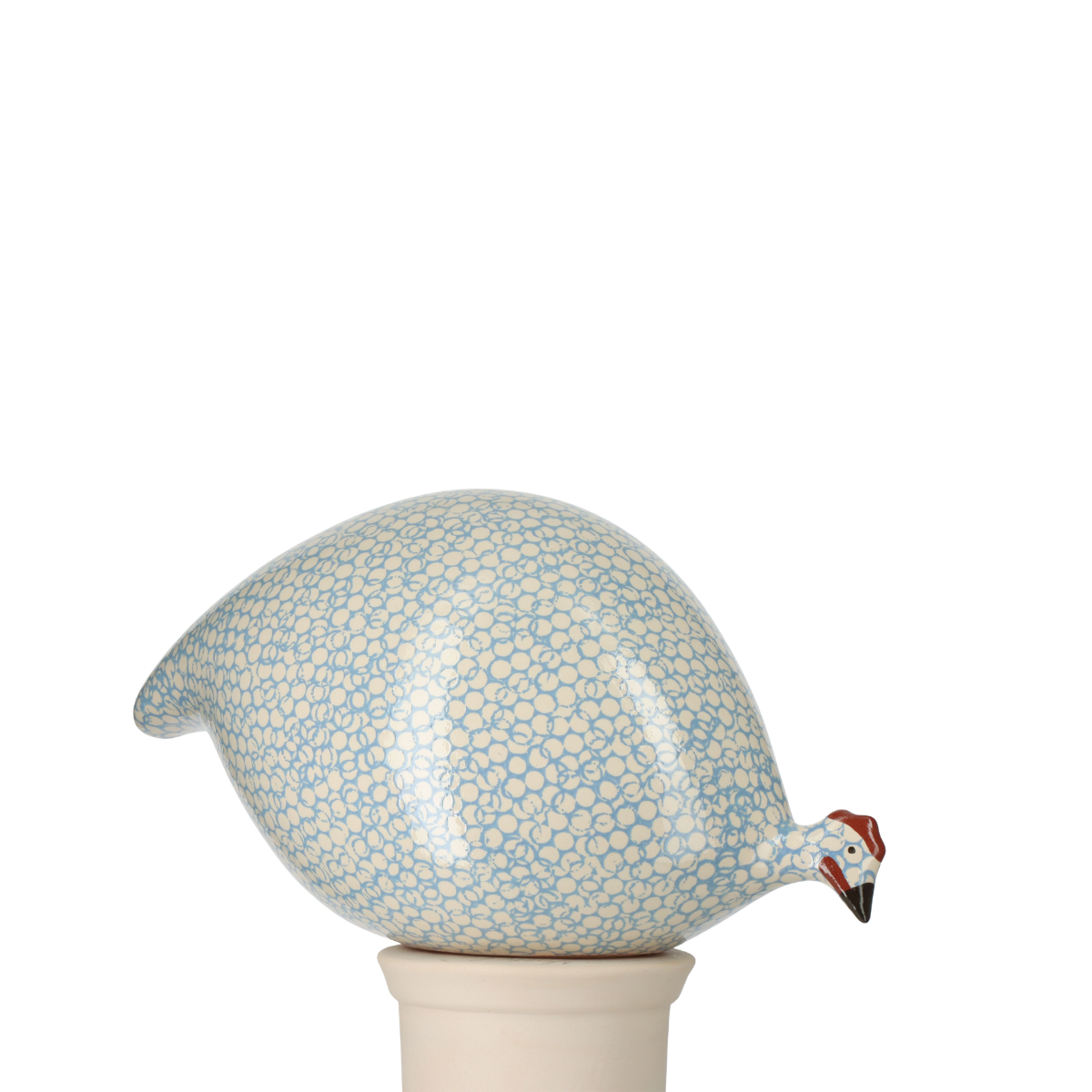 Speckled Electric White & Lavender Guinea Hen, Pecking