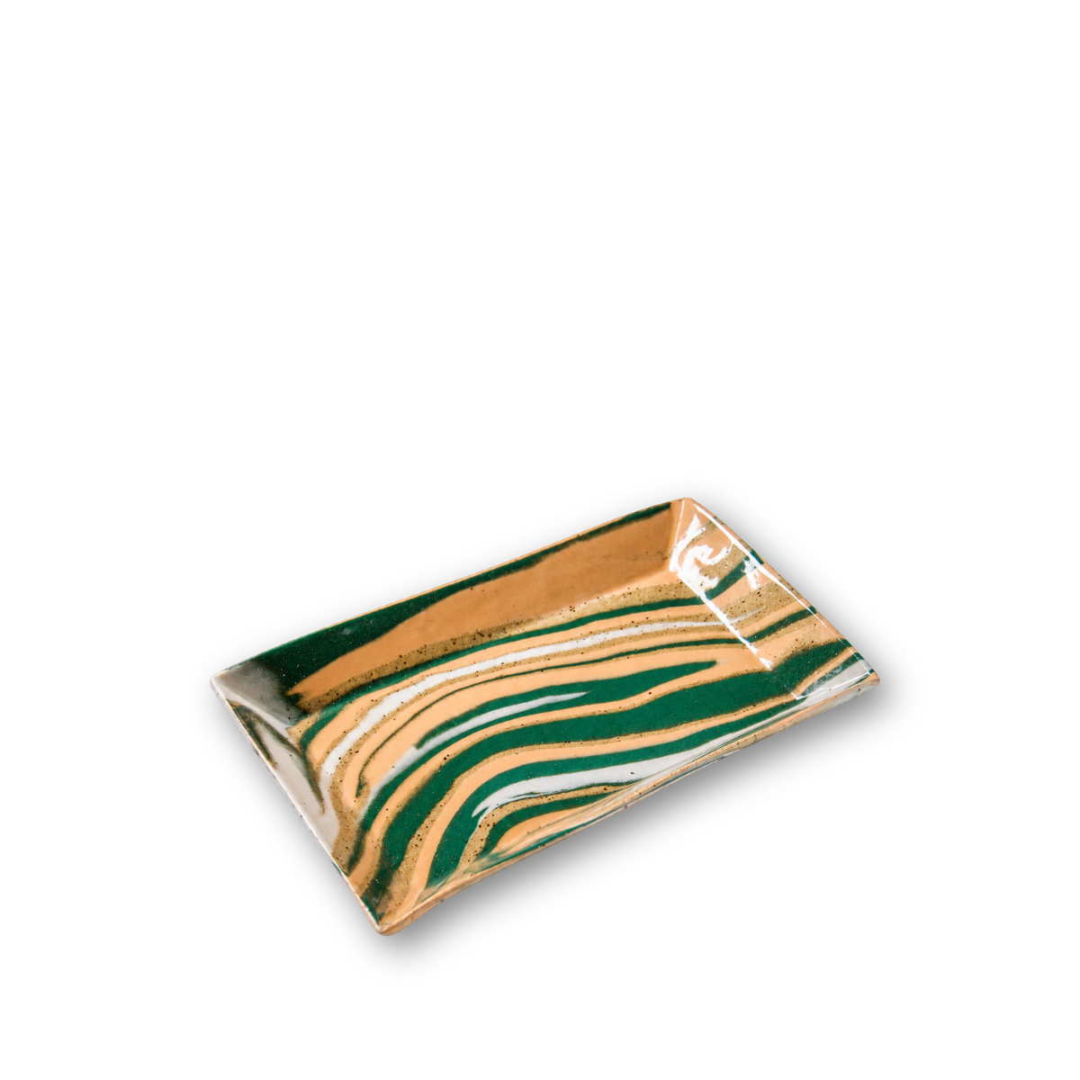 Carmine Marbled Tray, Orange & Green