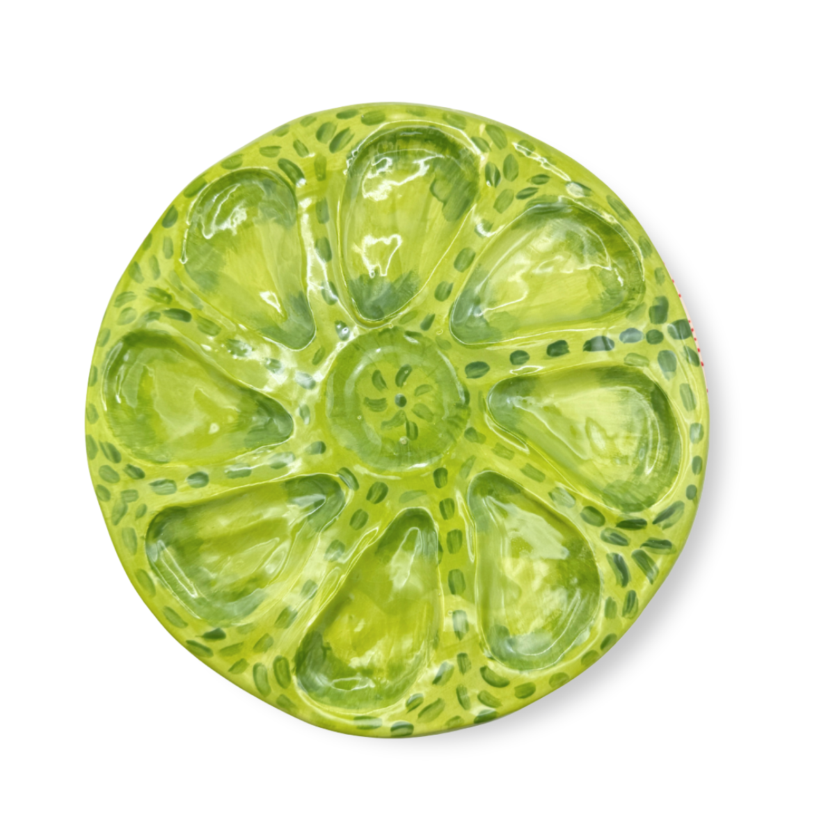 Hand-Painted Oyster Plate, Greens