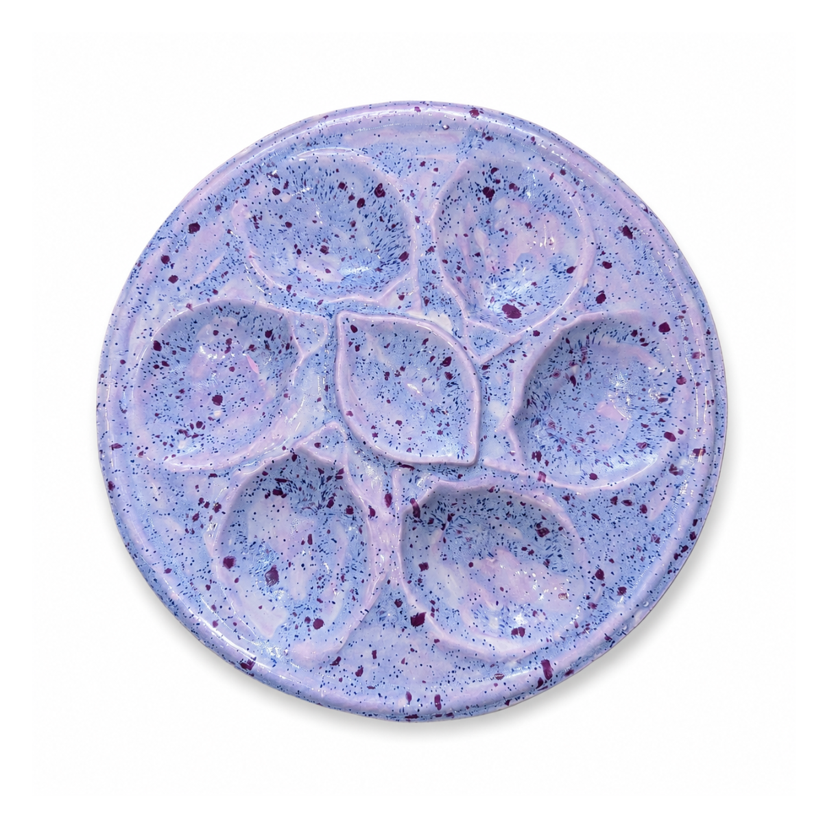 Hand-Painted Oyster Plate, Lilac Splatter