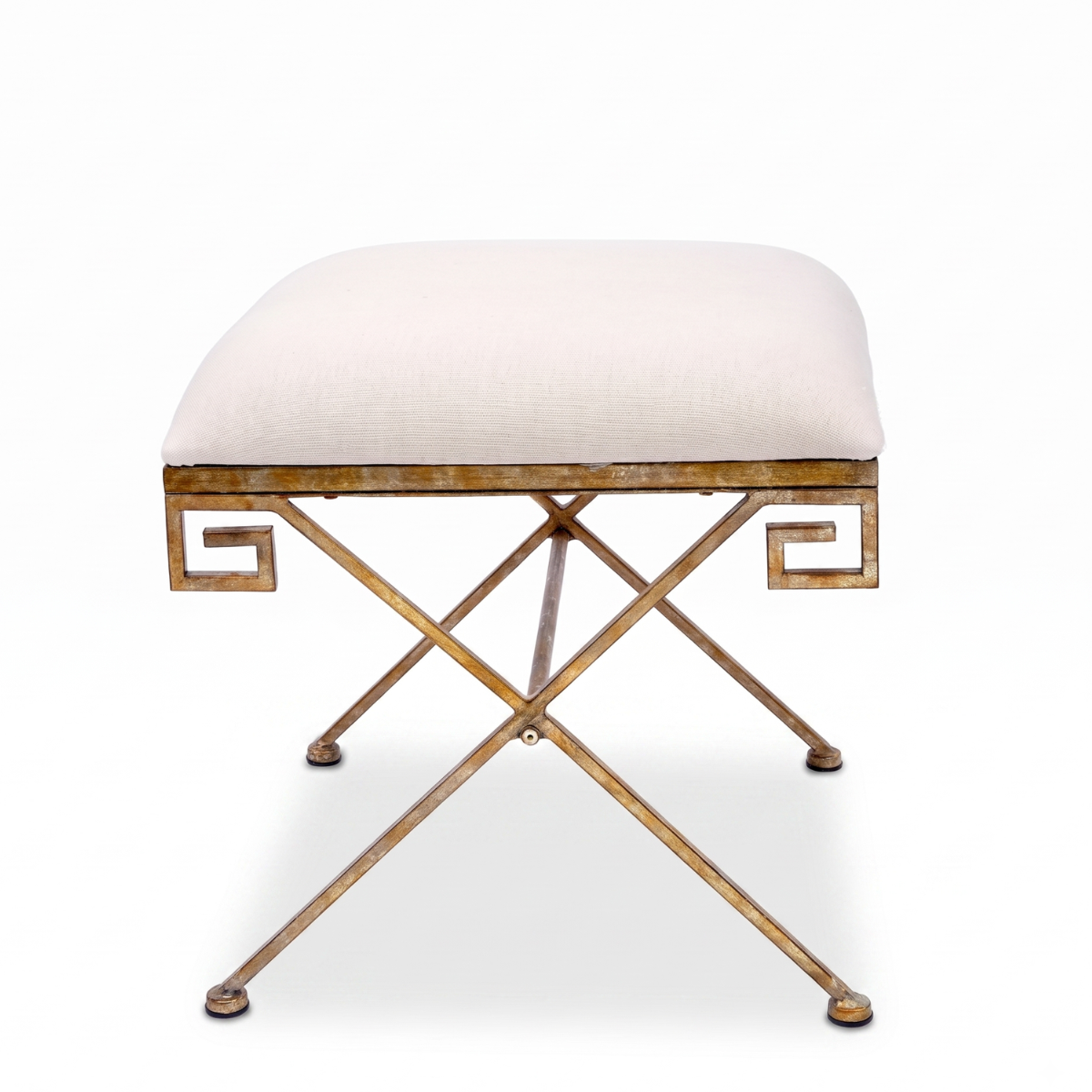 Athena Greek Key Bench, Natural Linen