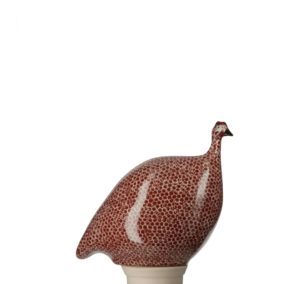 Speckled Bordeaux & White Guinea Hen, Medium