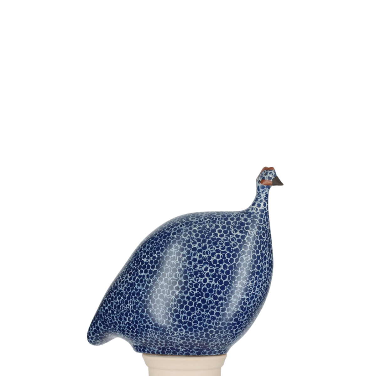 Speckled Matte White & Electric Blue Guinea Hen, Small