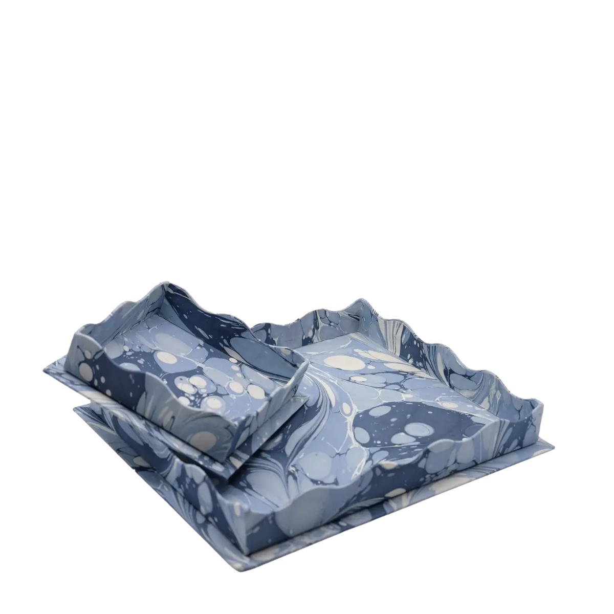 Hendricks Marbled Trays, Set of 2, Blues