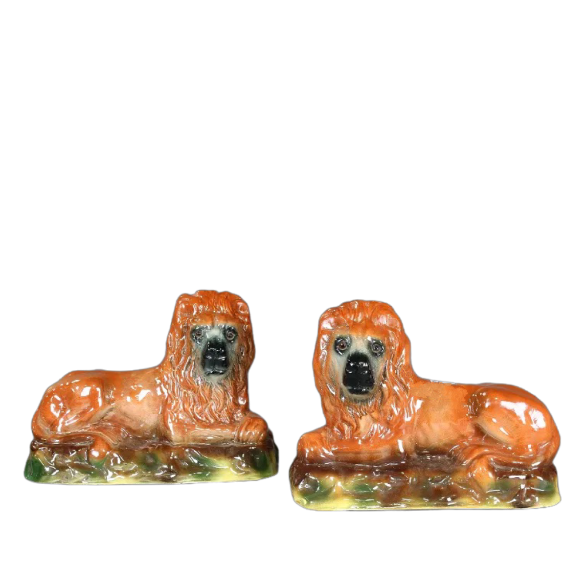 Antique B’oness Recumbent Lions, Pair