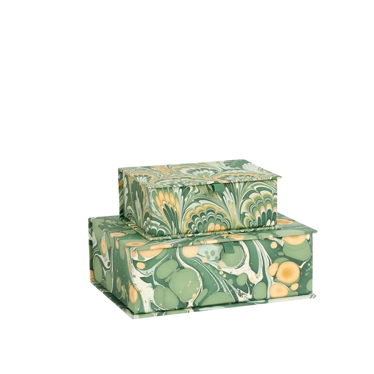 Benoit Boxes, Green & Gold Mix & Splatter, Set of 2
