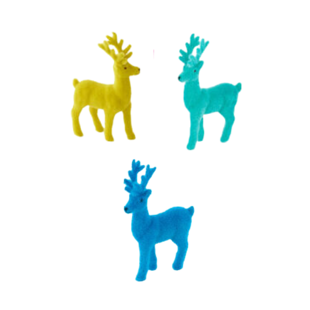 Flocked Small Deer, Multiple Colors