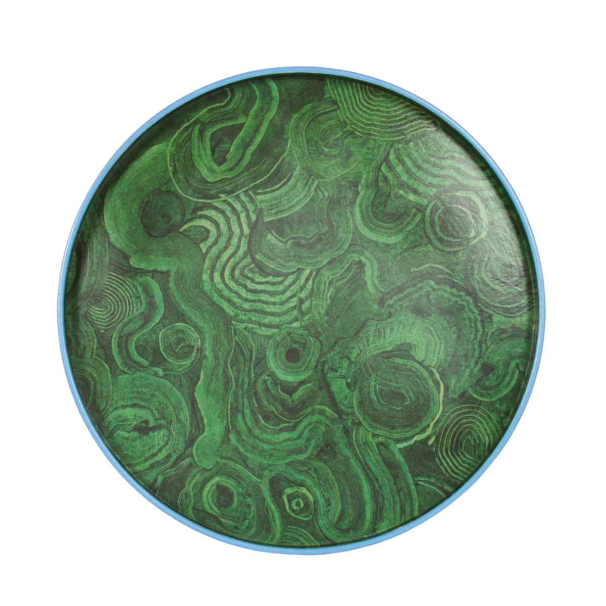 Bridie Hall Large Malachite Tray with Blue Border