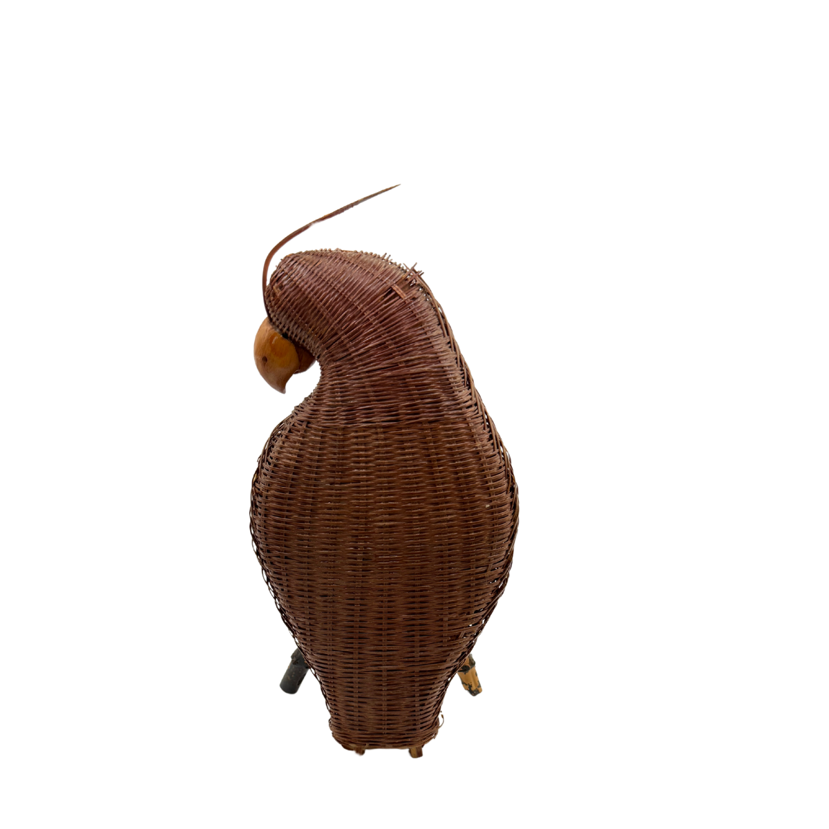 Vintage Woven Parrot Statue