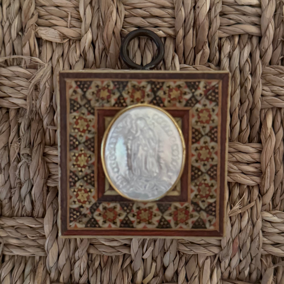 Museum Bee, Micro Mosaic Frame with Mother Mary