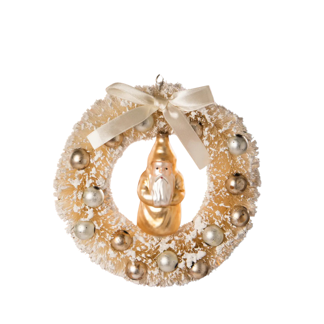 Gold Wreath with Belsnickle Santa Ornament