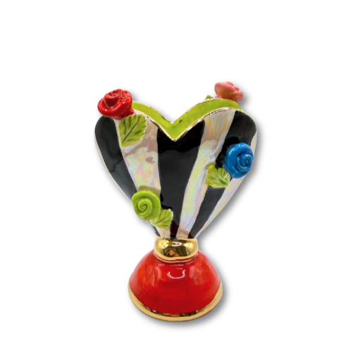Mary Rose Young Baby Heart Vase, Black Stripe