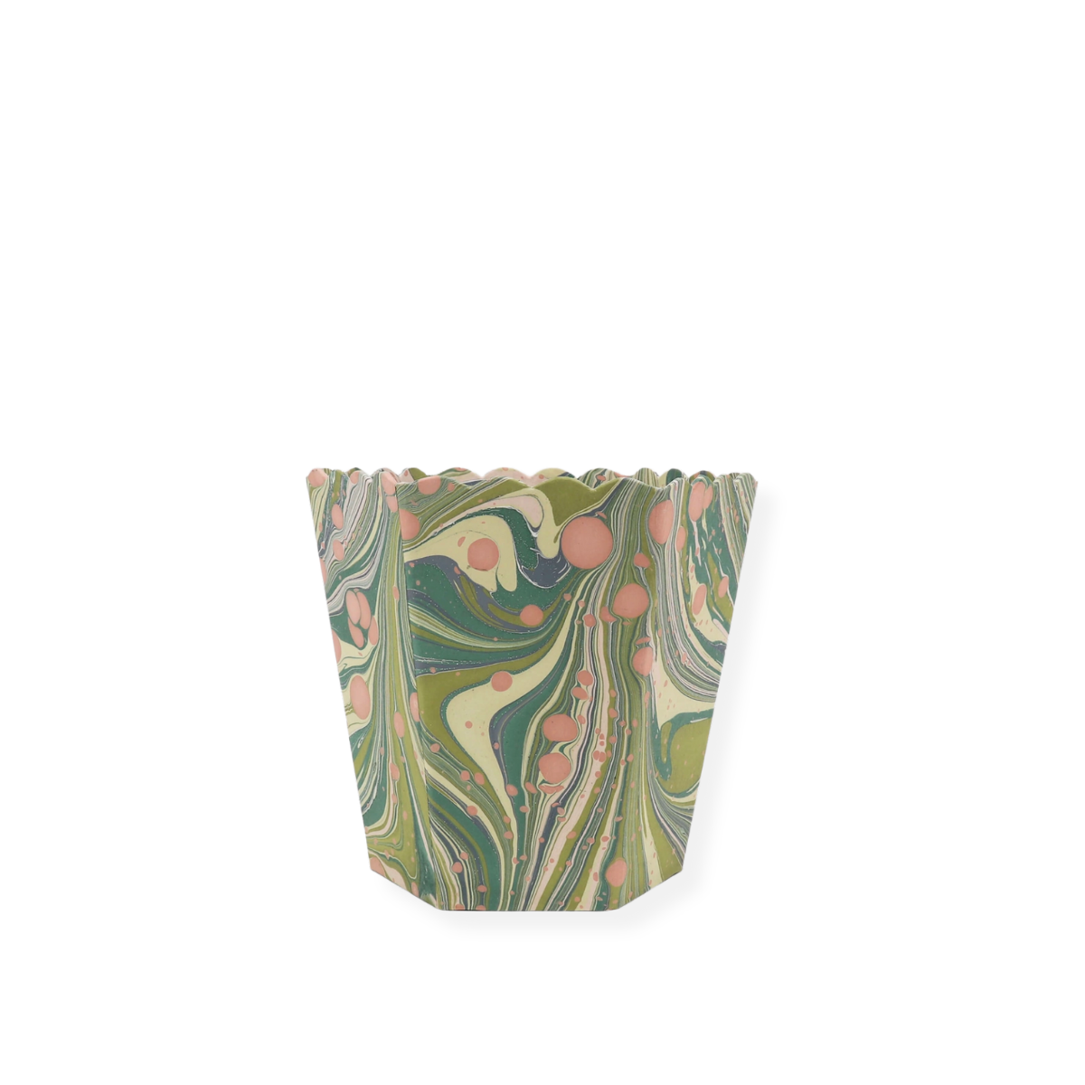 Ixa Scalloped Basket, Moss Splatter