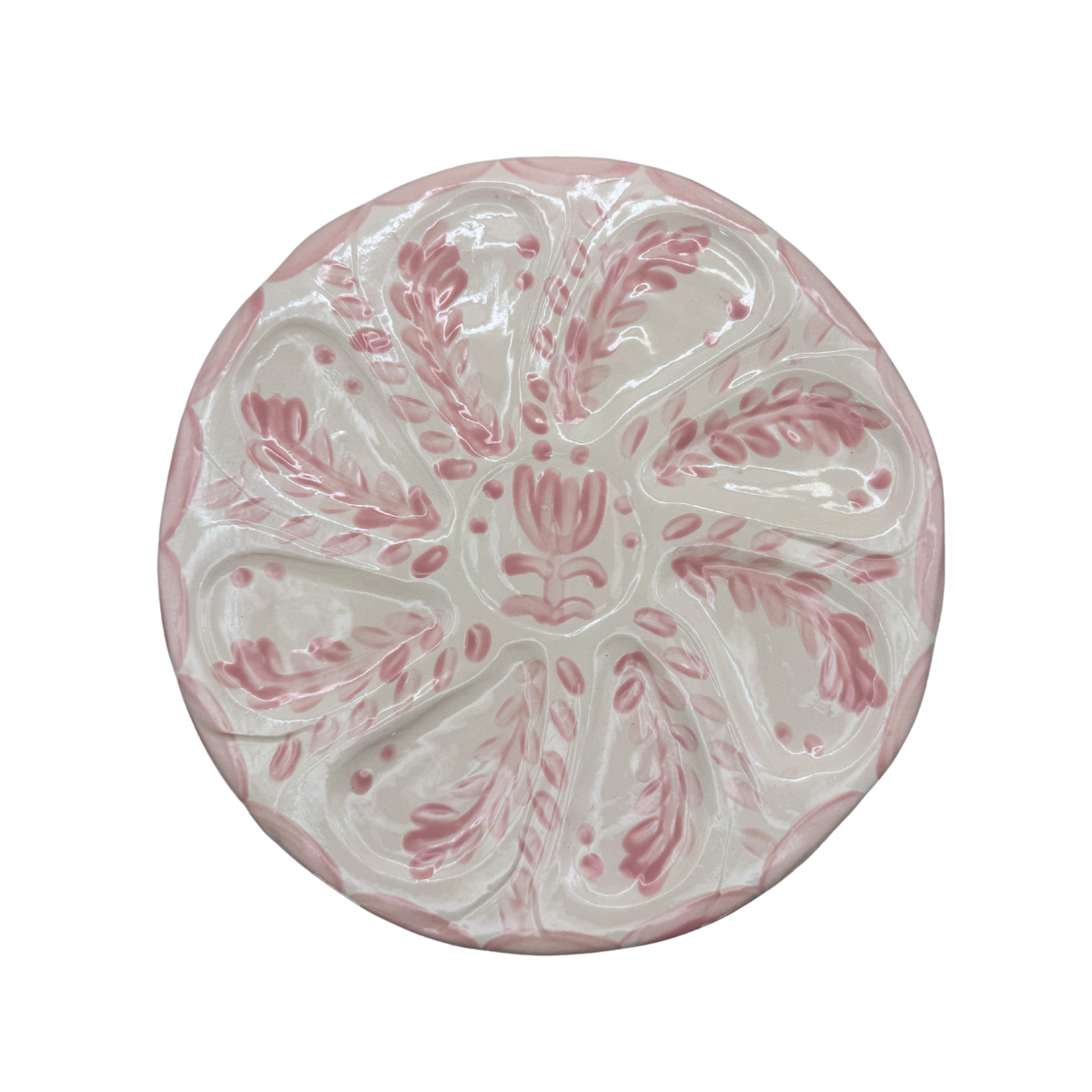 Hand-Painted Oyster Plate, Pink