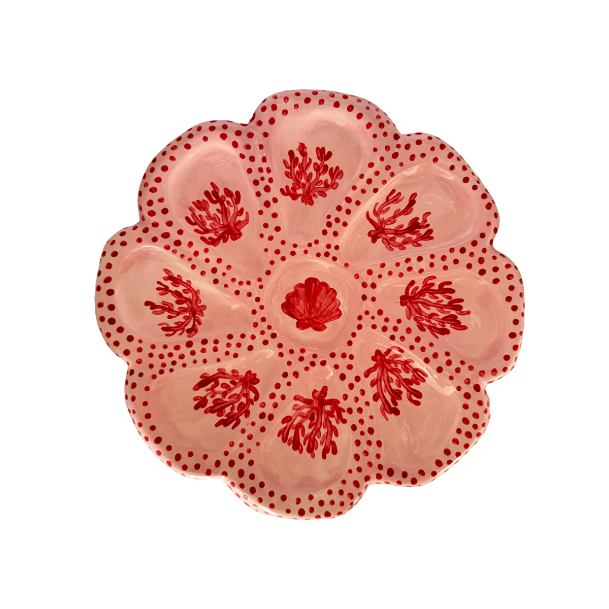 Hand-Painted Oyster Plate, Coral Reef