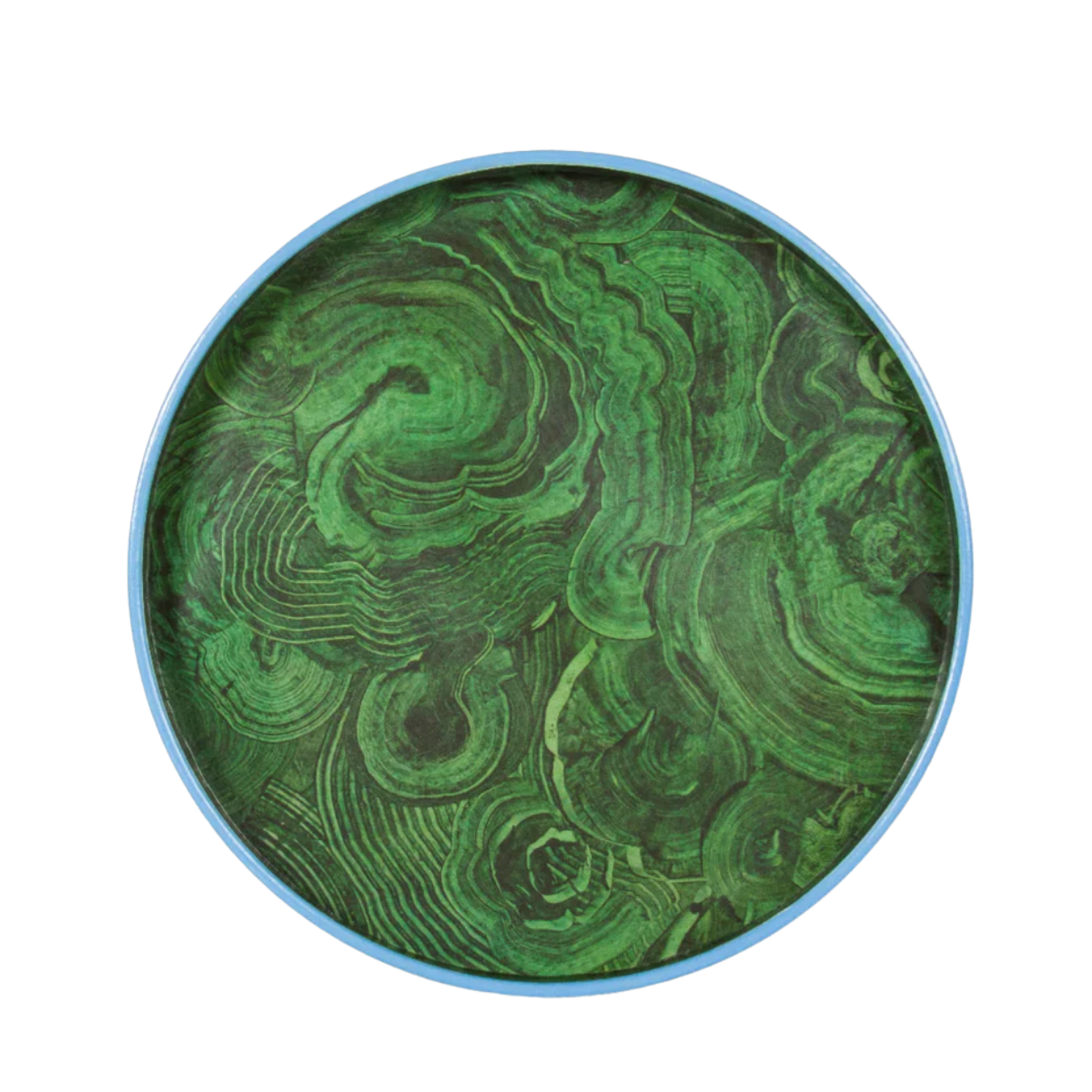 Bridie Hall Medium Malachite Tray with Blue Border