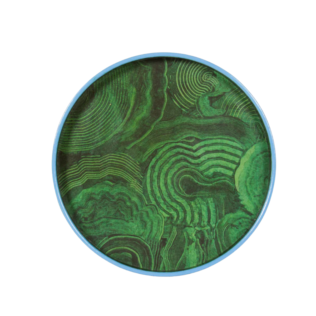 Bridie Hall Small Malachite Tray with Blue Border
