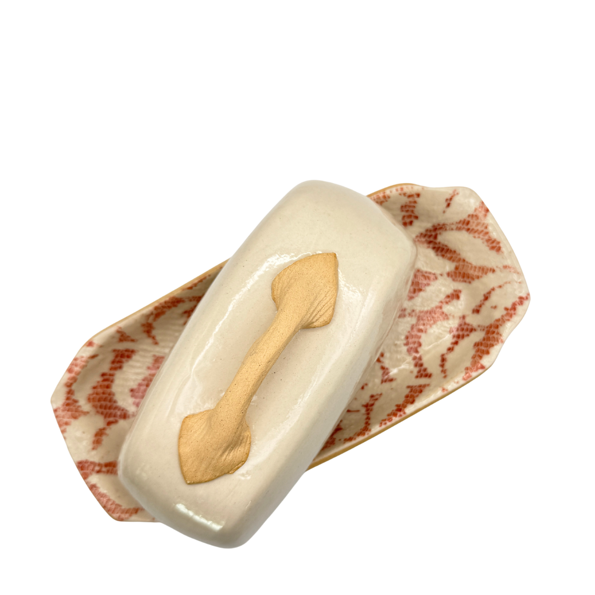 Terrafirma Butter Dish, Ivory & Poppy