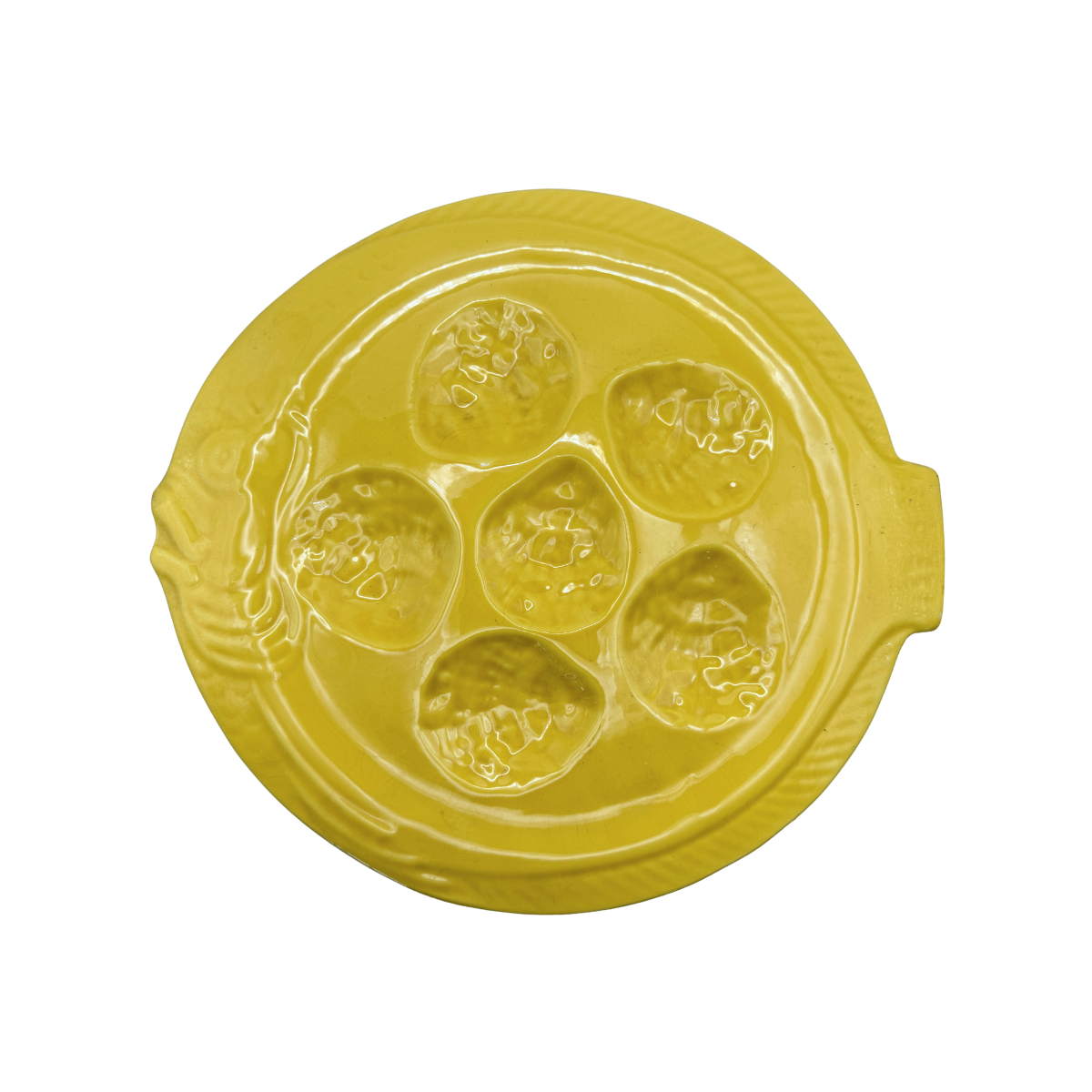 Vintage French Yellow Fish Oyster Plate