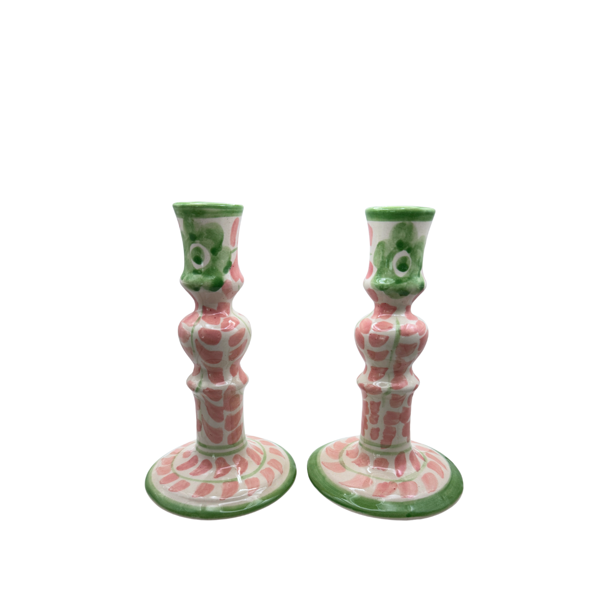 Dos Flores Blush & Elle Candlesticks, Pair