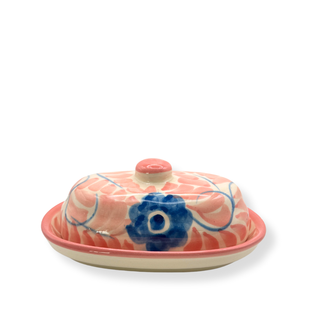 Dos Flores Blush & Denim Butter Dish