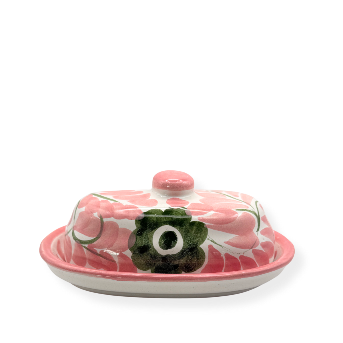 Dos Flores Blush & Green Butter Dish