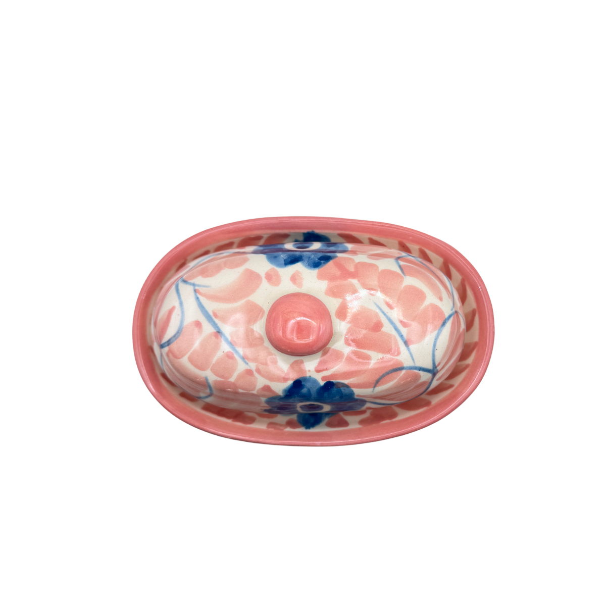 Dos Flores Blush & Denim Butter Dish