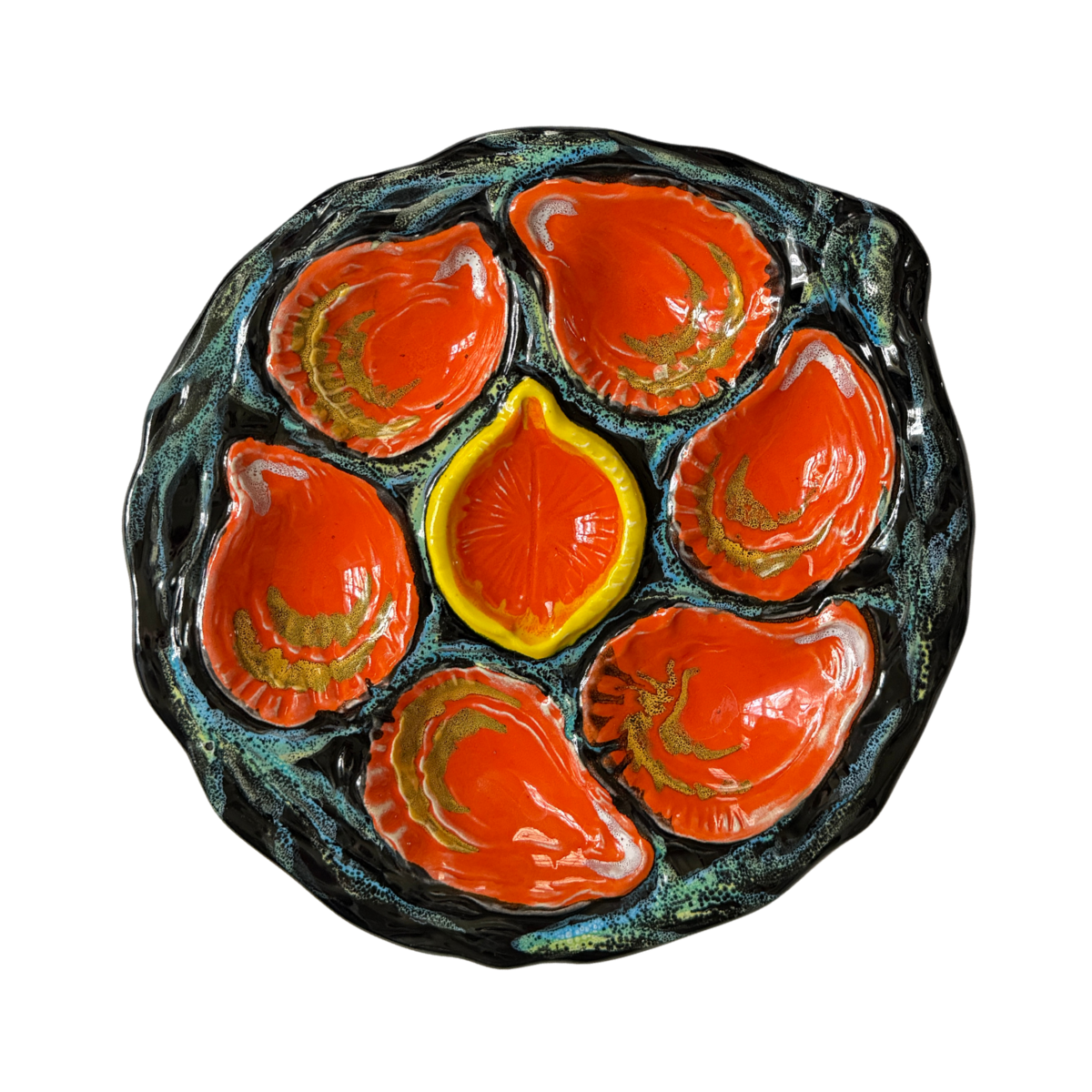 Vintage French Vallauris Oyster Plate