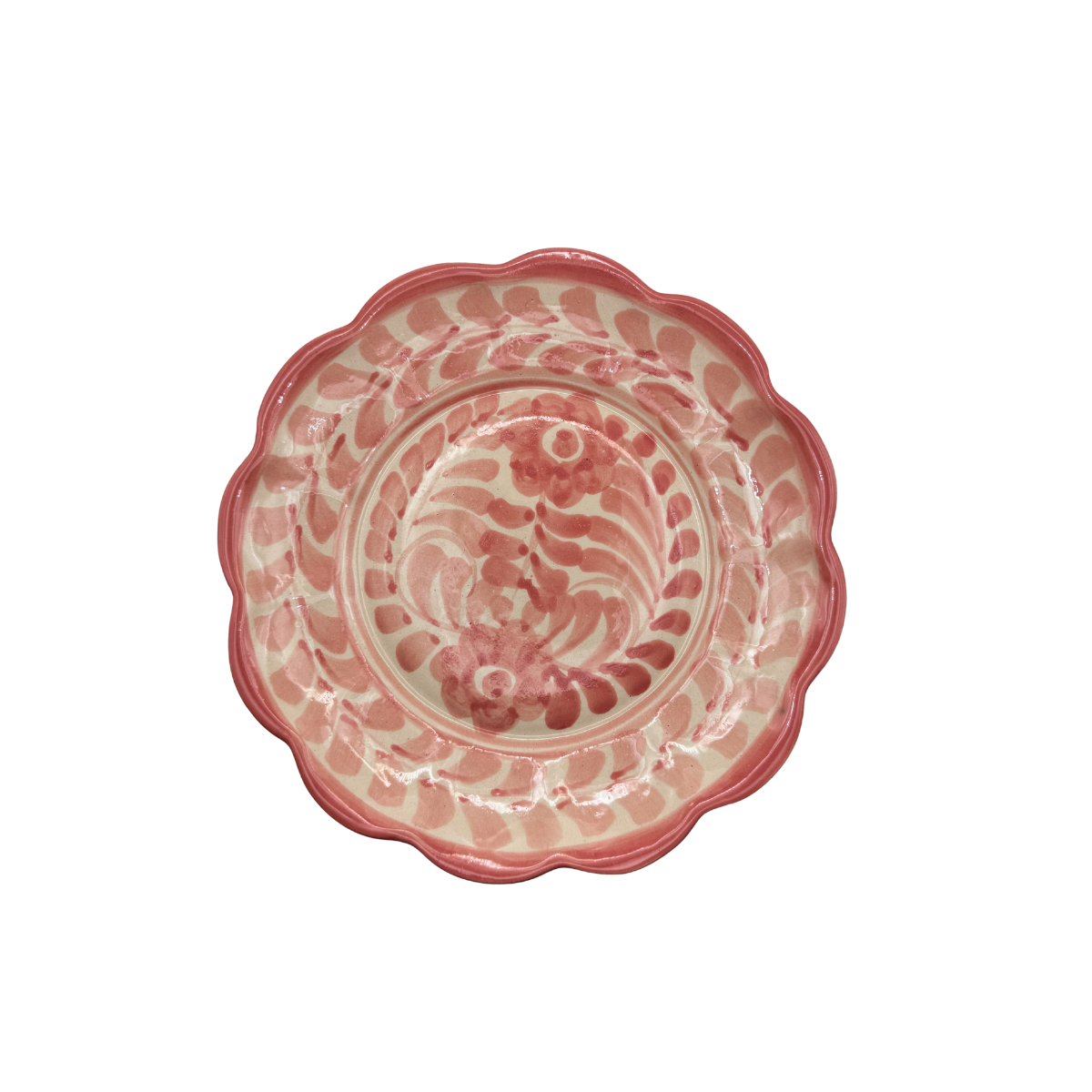 Dos Flores Scalloped Salad Plate, Coral Blush