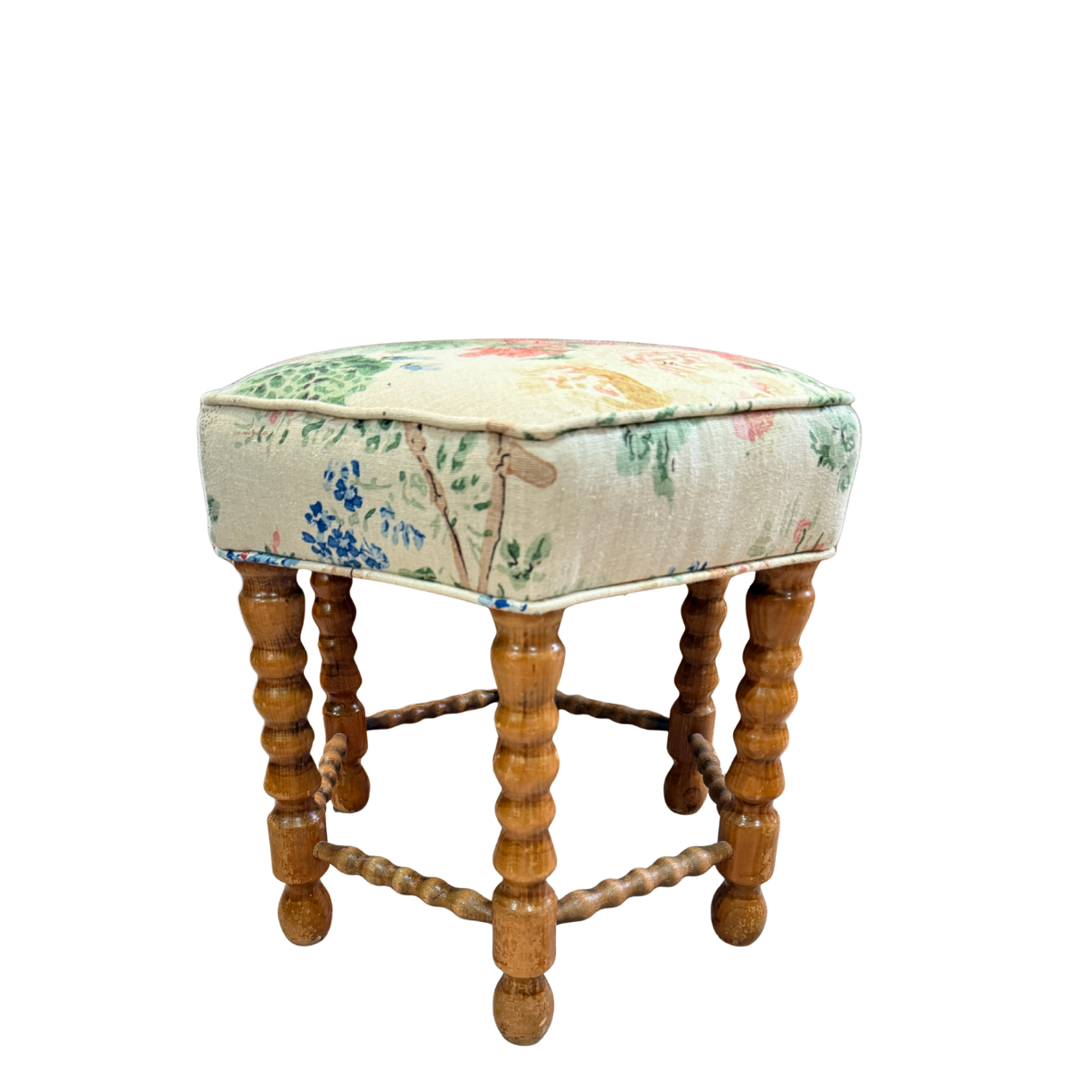 Vintage Danish Bobbin Stool, Hollyhock