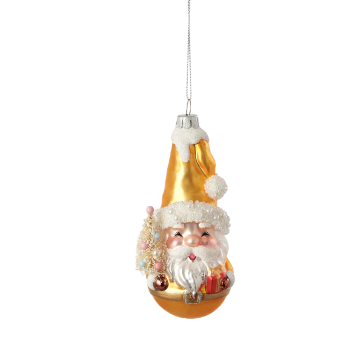 Petite Santa Ornament, Yellow
